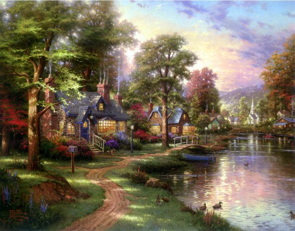 (image for) Thomas Kinkade paintings. No.112 Handmade oil painting Copy paintings of famous artists paintings - Click Image to Close